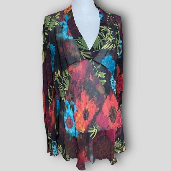 Chico's Tops - Women’s Chico’s Floral Print Sheer Silk Blouse. Size XL/16